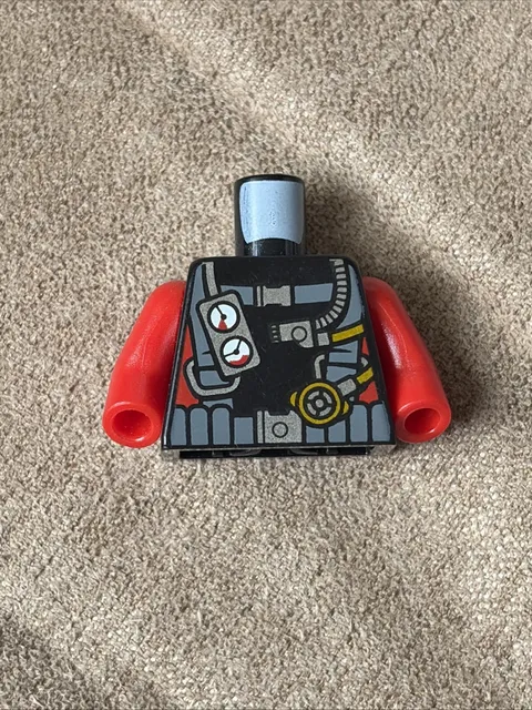 LEGO Minifigure Torso / Body - Black Diving Suit w/ Gauge Regulator Red Arms