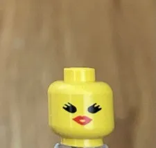 LEGO Standard Female Woman Yellow Minifig Head With Open Mouth &Long Eyelashes