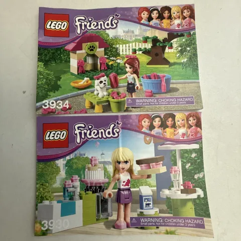 2 LEGO FRIENDS 3930 + 3934 Stephanie's Outdoor Bakery Manual Only - No Pieces