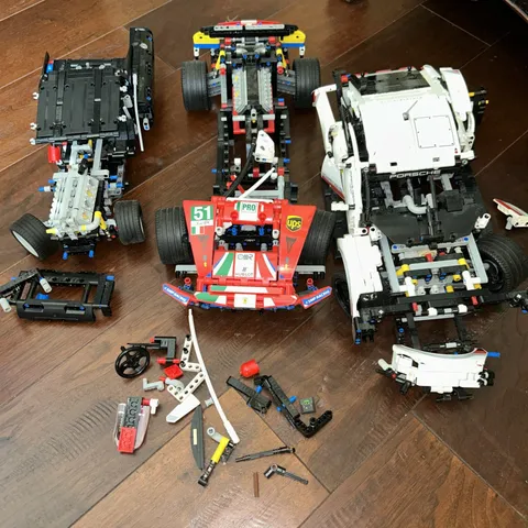 3 Lego Technic Cars For Parts Mostly Complete Ferrari Porsche Bugatti