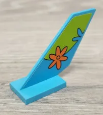 Lego 6239pb066 Tail Shuttle Lime Arc Medium Azure Splash Orange Flower Pattern