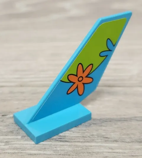Lego 6239pb066 Tail Shuttle Lime Arc Medium Azure Splash Orange Flower Pattern