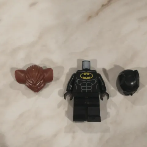 LEGO Batman Minifigure Parts Lot Black Torso Legs Black Cowl Brown Headpiece