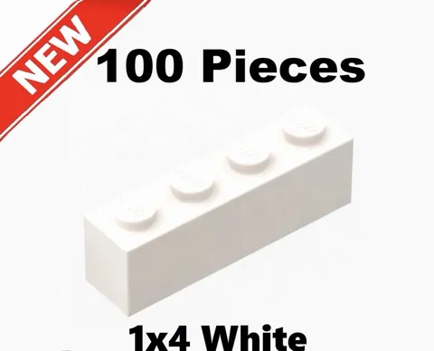 LEGO NEW x100 White Bricks 1x4 Bulk Lot
