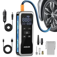 Jusuox Tire Inflator Portable Air Compressor Dual Power 12V Dc Air Pump For Car