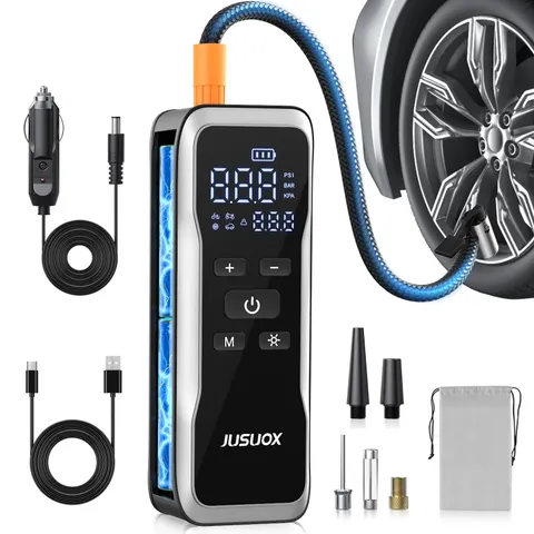 Jusuox Tire Inflator Portable Air Compressor Dual Power 12V Dc Air Pump For Car