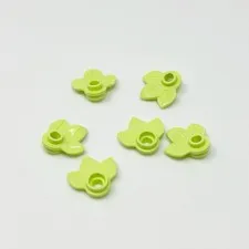 32607 LEGO Parts Plate Plant Round 1x1 w/ 3 Leaves YELLOWISH GREEN (6)