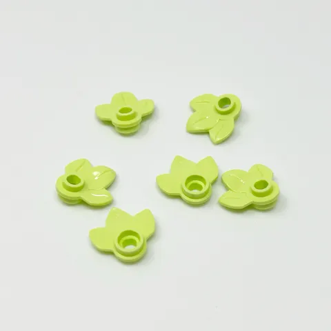 32607 LEGO Parts Plate Plant Round 1x1 w/ 3 Leaves YELLOWISH GREEN (6)