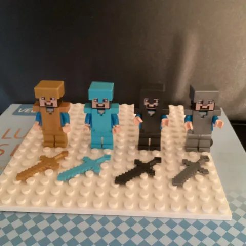 LEGO Minecraft Steve Minifigure Lot Armor Weapons Diamond Gold Helmet Bundle