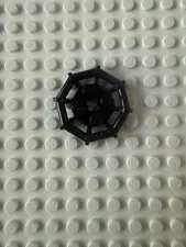 LEGO NEW Black Spoked Wheel Hub / Rim Piece - Octagonal, 4 Studs, Axle Hole 