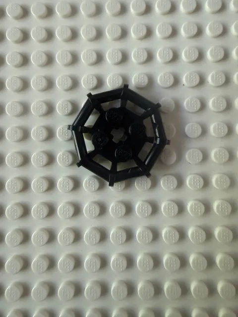 LEGO NEW Black Spoked Wheel Hub / Rim Piece - Octagonal, 4 Studs, Axle Hole 