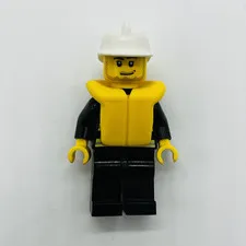 Lego Minifigure Fire - Reflective Stripes Stubble Beard, Life Jacket cty0086