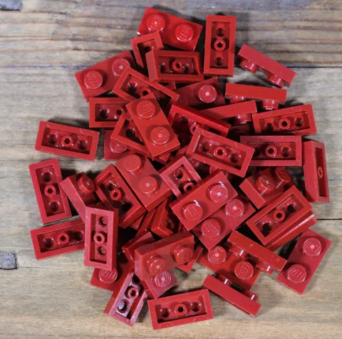 LEGO Dark Red Plate 1 x 2 Part No. 3023 Qty 50