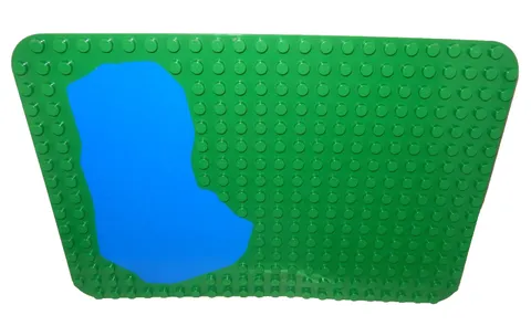 Vintage Lego Duplo Baseplate 16 x 24 Studs Pond Pattern & Grass Part 2296 Green