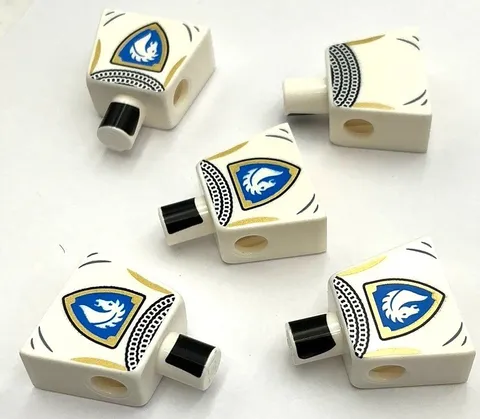 Lego 5 New White Torso Castle Surcoat Silver Chain Mail Collar Blue Minifig Part