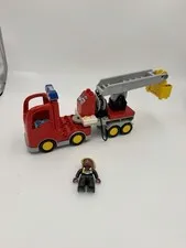LEGO DUPLO Fire Truck Ladder Truck w/ Firefighter Figure Rescue Bucket Red