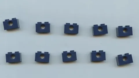 LEGO x 10 Dark Blue Technic, Brick 1 x 2 with Hole 3700
