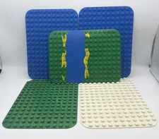 Lot of 5 Lego Duplo Vintage Baseplates Land/River, Green, Blue & White 14x10