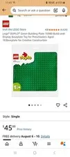 LEGO Duplo Green Building Plate 10980 Build-abd Display Base Plate 24×24 stud