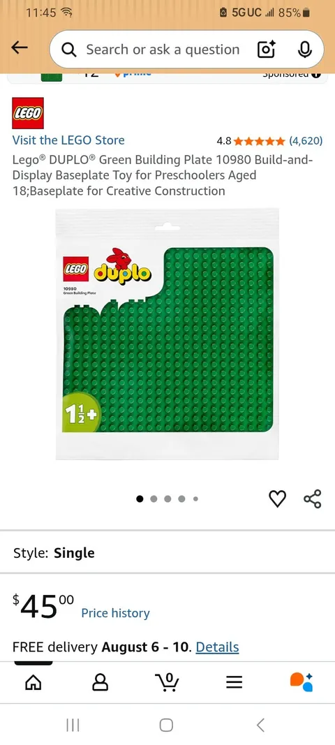 LEGO Duplo Green Building Plate 10980 Build-abd Display Base Plate 24×24 stud