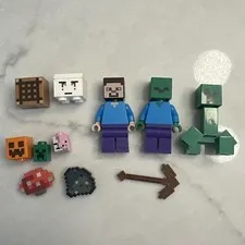 Lego Minecraft Lot Minifigure Creeper Steve Zombie + MORE! Minifigures 