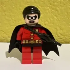 LEGO Robin Minifigure Red Suit Black Cape LEGO Character Robin