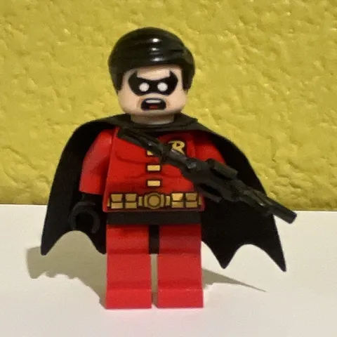 LEGO Robin Minifigure Red Suit Black Cape LEGO Character Robin