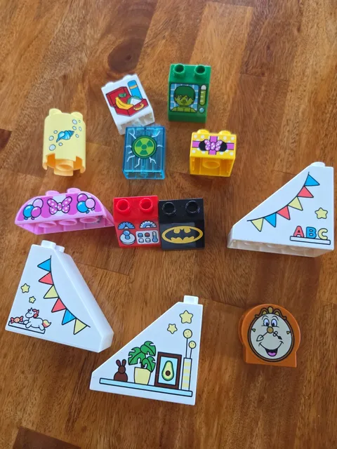 Printed Lego Duplo Pieces Lot Of 12 Pieces Batman Minnie Hulk Ariel