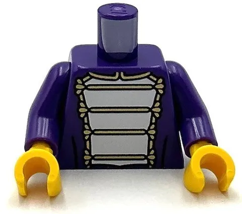 Lego New Minifig Dark Purple Torso Marching Band Uniform w/ White Panel Part