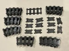 Lot of 35 LEGO Train Track Curved /Flexible/Straight Dark Bluish Gray
