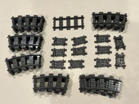 Lot of 35 LEGO Train Track Curved /Flexible/Straight Dark Bluish Gray