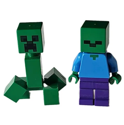 Lot Of 2 Lego Minifigures Mini Figures Zombie Creeper Minecraft