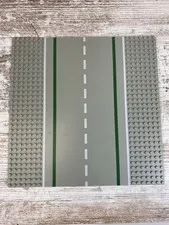 LEGO Vintage LEGO Gray Platform Base Plate Straight Road White Stripes