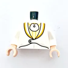 Lego Egghead White Tuxedo Minifigure Torso Light Yellow & Orange Trim