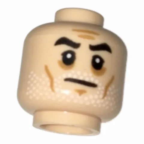 LEGO Minifigure, Head Beard White Stubble, Black Eyebrows Commander Gregor