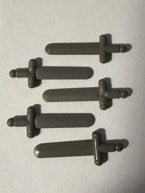 (5)Lego Part 3847 Dark Grey Gray Minifigure Weapon Short Sword VTG
