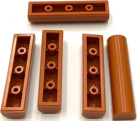 Lego 5 New Dark Orange Slopes Sloped Curved 1 x 4 x 2/3 Double Parts