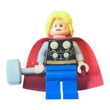 LEGO Marvel Thor Minifigure Classic Avengers w/ Mjolnir Hammer Red Cape