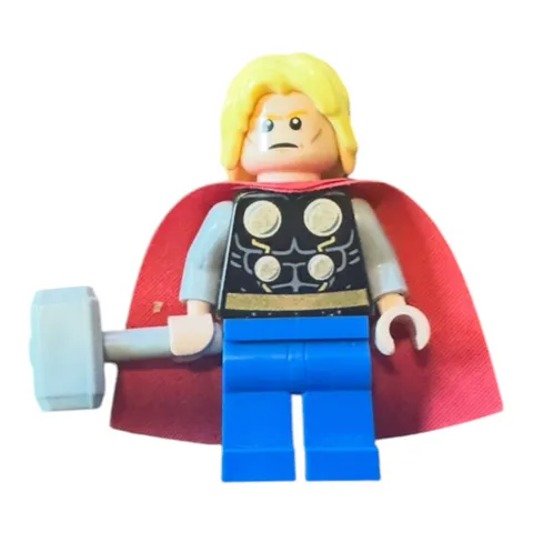 LEGO Marvel Thor Minifigure Classic Avengers w/ Mjolnir Hammer Red Cape