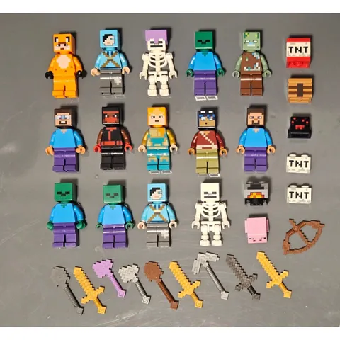 Lego Minecraft Minifigures Fox Skin Skeleton Swamp Zombie Dragon Steve 14 Total