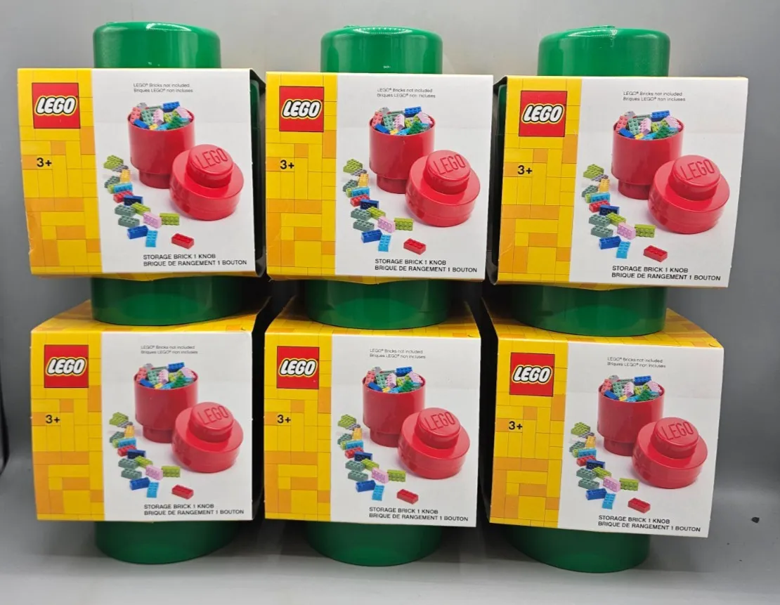 Lot of 6 LEGO Storage Products: 40300634 1-Stud Brick Round Dark Green NEW
