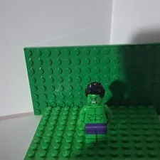 LEGO Marvel Hulk Minifigure Green Figure Purple Pants Black Hair Plastic