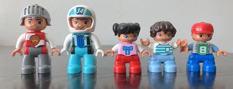 Lot of 5 LEGO DUPLO Figures Children and adults knight and racer