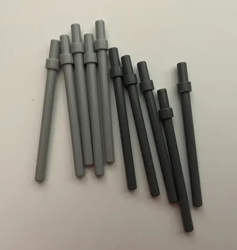 LEGO BAR 6L wSTOP RING Light Dark Gray (10 pieces) #63965 Grey Parts