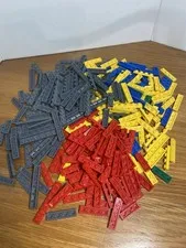 LEGO LOT C (200+) Red Yellow Dark Grey Blue PLATES  1X3 1X4 1X6 1X8