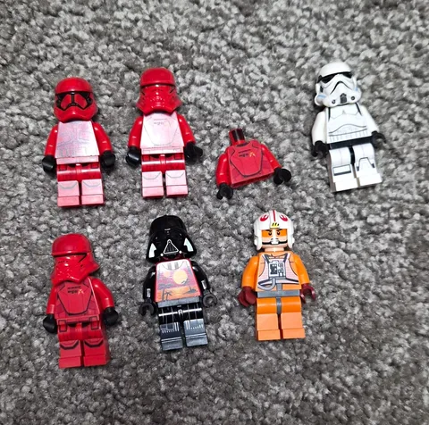 LEGO Star Wars 6 Minifigure Lot Stormtrooper Darth Vader Pilot Red Troopers