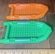 Lego Boat  Raft Large Bright Green & Bright Orange Coast Guard Patrol