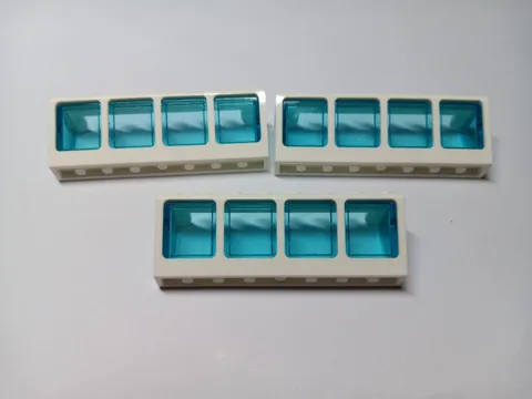 LEGO BULK LOT OF 3 WHITE BOAT WINDOWS 2X8X2 TRANS BLUE PANES #89648
