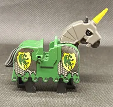 Authentic LEGO Castle Dragon Knights Horse w/ Green Barding & Unicorn Horn