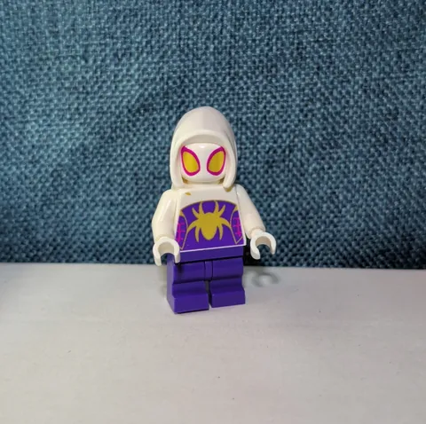 LEGO Marvel Ghost Spider Minifigure Gwen Stacy Kids Custom Sitting Toy Used